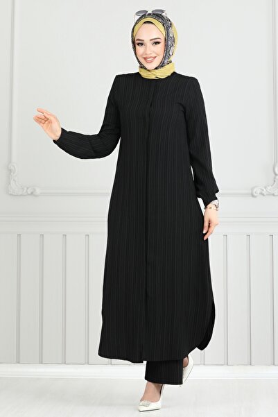 ModaMerve Gizli Düğmeli İkili Takım 5676EDF311-MS Siyah