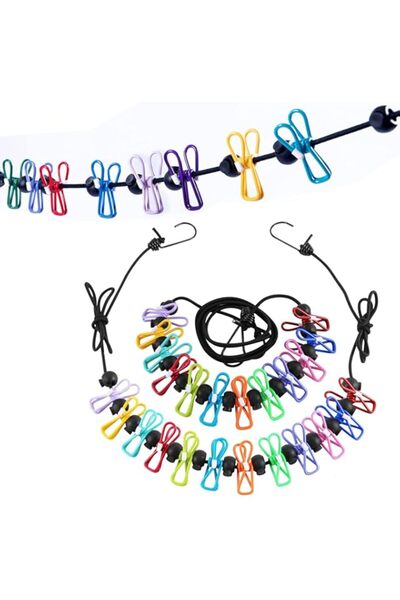 Generic عبوة من قطعتين من حبل الغسيل للسفر، ملحقات تخييم، حبل غسيل للسفر للاس...