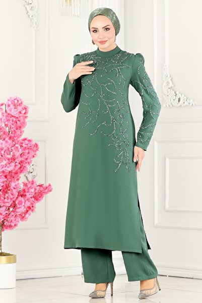 ModaMerve Taş Detaylı Krep Takım 5771AB368-MS Mint
