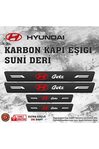 ototime hyundai Getz Uyumlu Deri Karbon Kapı Eşiği Koruyucu Bant 4 adet
