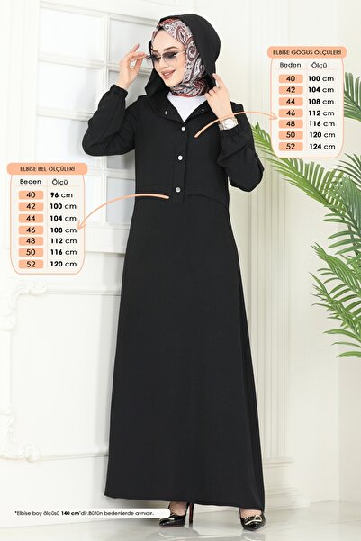 ModaMerve Half Snap Aerobin Dress 9009S324-Ms Black