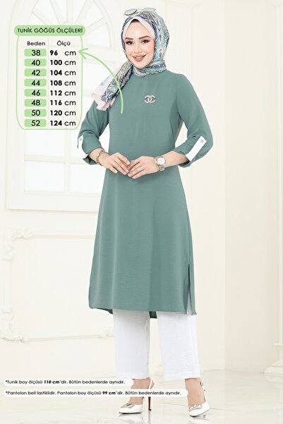 ModaMerve Manşeti Düğmeli Aerobin Takım 9020S324-MS Mint&Ekru