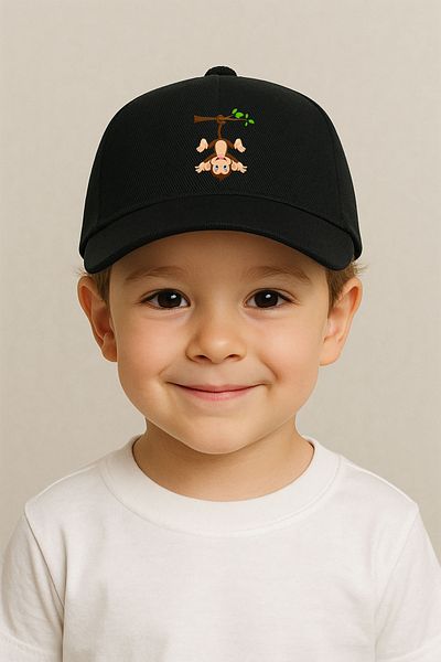 sielta Monkey Monkey Printed Black Boy's Sports Hat Cap