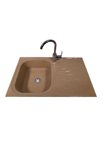 RAY Chiuvetă de bucătărie compozită bej Cappuccino 800x500 mm cu sifon