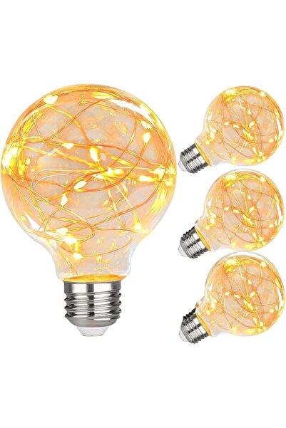 Generic لمبات إضاءة LED من Azonee، لمبات إضاءة زخرفية عتيقة، 4 قطع G80 E27 أب...