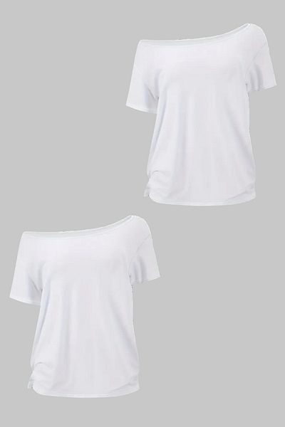 COOL TARZ Λευκό 2 Pack Γυναικείο μπλουζάκι με λαιμόκοψη υπερμεγέθη