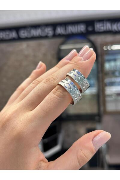 gümüşe dair 925 Ayar Gümüş Sonsuzluk Beyaz Detay Kadın Alyans