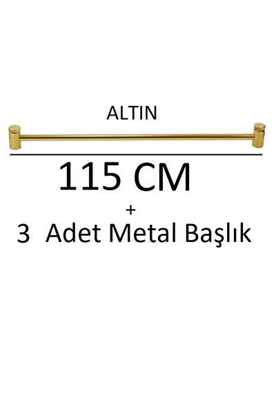 VENTİ PERDE Golden Yellow Metal Brush Bar 1 Piece + Heads