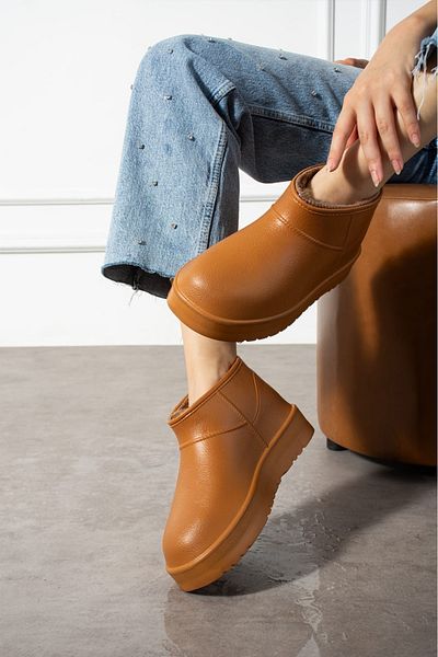 FootFrenzy Women's Leather Fur Lined Thick Sole Ankle Short Women's Boots&Bootie