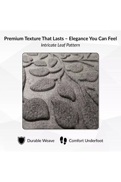 Luance Feuillage Raised Leaf Pattern Rectangular Non-Slip Door Mat 45 x 75cm