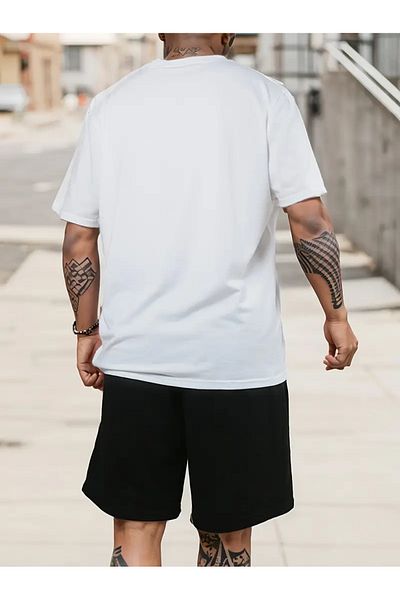 AEMİ Men's Never Give up Printed Oversize T-Shirt Shorts Set