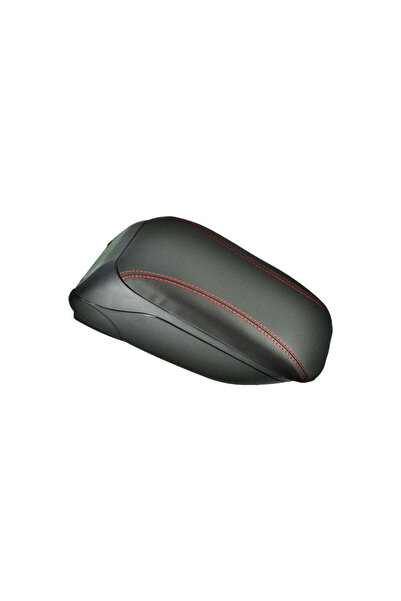 AutoZet Universal armrest with metal base, Black, Red stitching