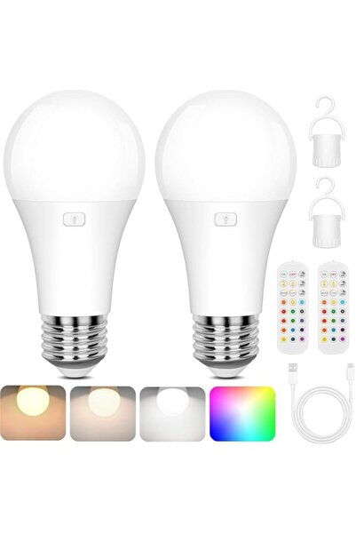 Generic Rechargeable A19 LED Light Bulb with Remote Control, 2 Packs, 15 Colo...