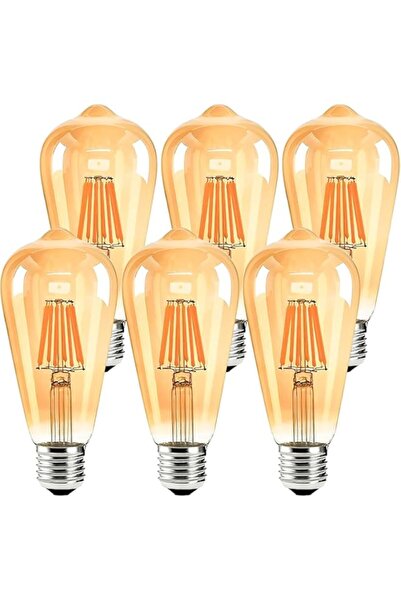 Generic 6Pack E27 ST64 Vintage Edison Screw LED Filament Bulbs – 4W 2700K War...