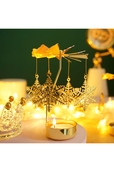 Wolawood Yanınca Otomatik Dönen Yaratıcı Metal Şamdan Mumluk Altın Renk Özel ...