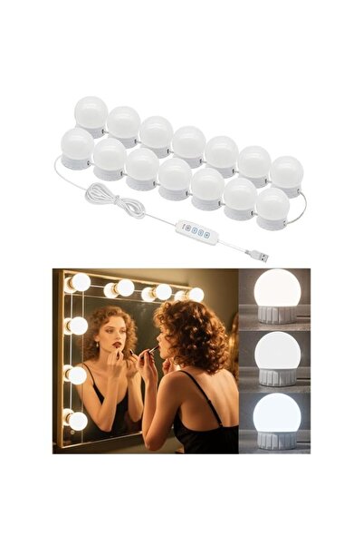 Generic مصابيح مرآة الزينة LED مع 14 لمبة قابلة للتعتيم - 3 أوضاع ألوان، 10 م...