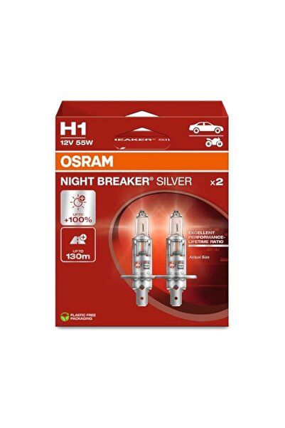 Generic مصباح هالوجين أمامي من OSRAM Night Breaker Silver H1، سطوع أعلى بنسبة...