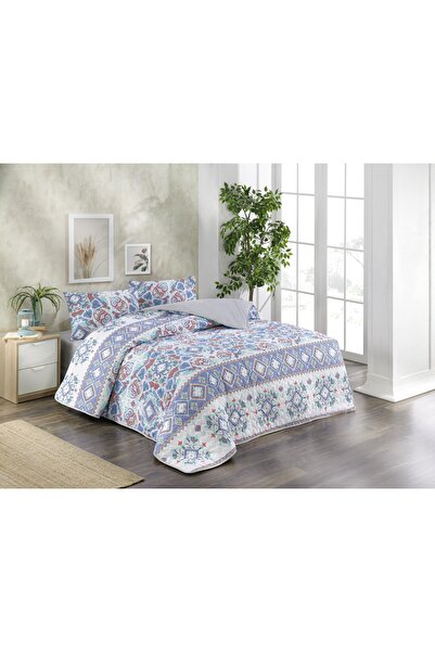 Kristal Utopia Mavi Dört Mevsim Kapitoneli Nevresim Takımı Çift Kişilik