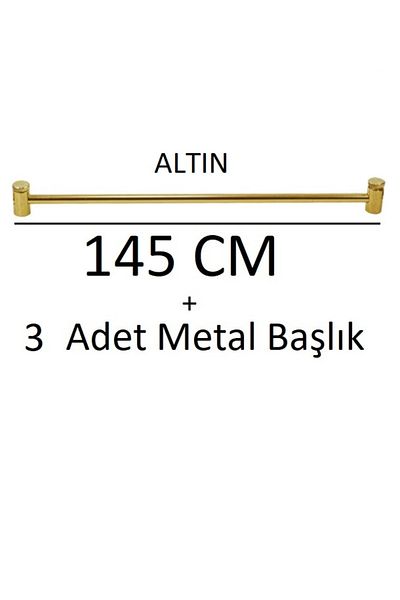 VENTİ PERDE Golden Yellow Metal Brush Bar 1 Piece + Heads