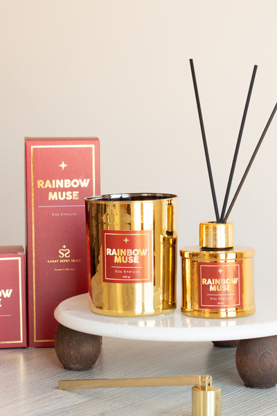SANAT SEPET İŞLERİ RAINBOW MUSE 3'lü Oda Kokusu & %100 Soya Aromaterapi Vegan Mum Seti
