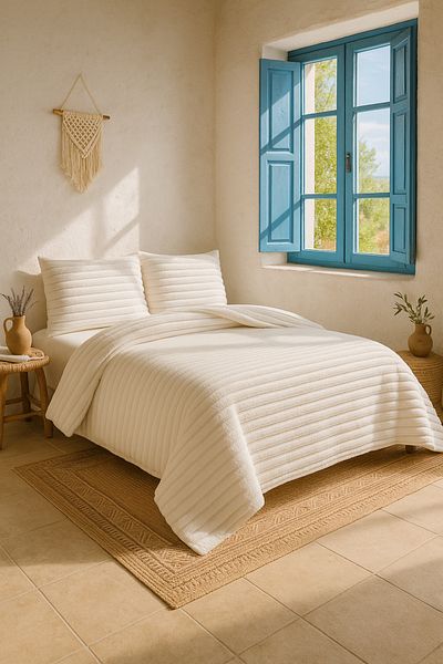Evimcim Double Bedspread Set 230X250 cm + 2 Pillowcases 50X70 cm Soft and Stylish Textured