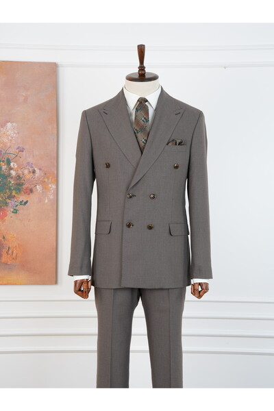 LONATOLİA Premium Men's Slim Fit Italian Style Half Lined Shredded Double Bre...