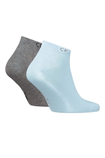 Calvin Klein Cotton Blend Ankle Socks - 2 Pairs, Turquoise/Grey Melange, 39-42