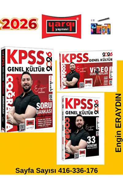 Ens Yayıncılık Yargı Güncel 2026 Engin Eraydın Kpps GK Coğrafya Video Ders NotlarI-Soru Bankası 33 Deneme Seti