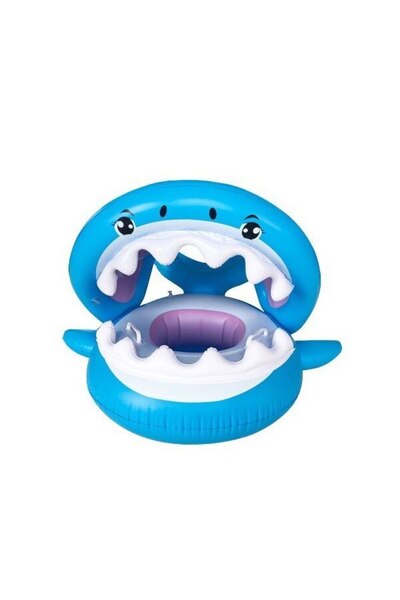 OEM Inflatable Swimming Ring for Children, Blue, Shark Design, 90 cm