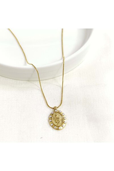 Güler Yüzlü Silver Steel Snake Plate Necklace 40+5 cm
