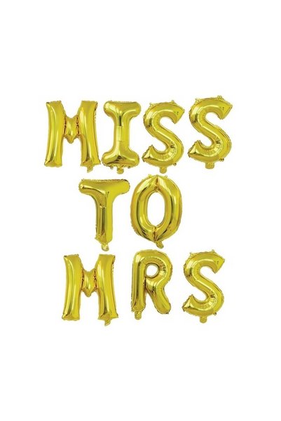 PS Products Set Baloane din Folie Metalizata, , Model Scris Miss to Mrs, Litere de 40 cm, Tema,
