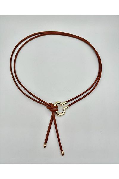 MODAM HİFA Gold Buckle Chain Belt Women's Belt Dress Belt Rope Belt Coat Belt