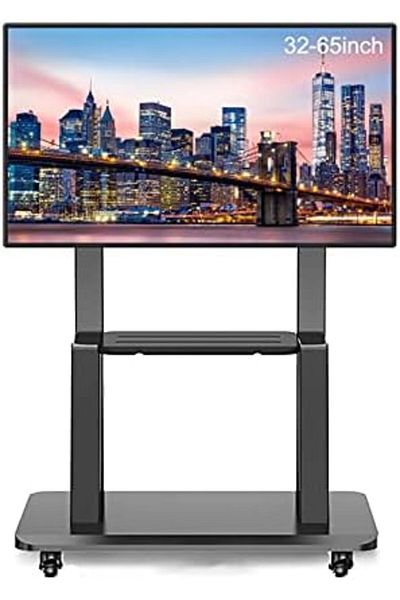 Generic Rotating TV Cart for Flat Screens, 32-65 Inch Adjustable TV Stand with Lockable Wheels