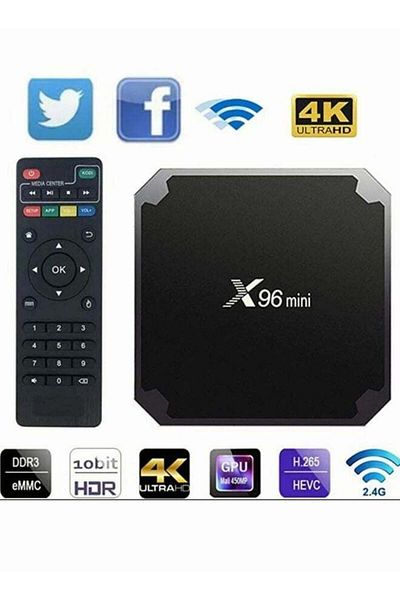 Generic جهاز استقبال شبكة X96mini S905W 4K HD WiFi Android Smart TV box