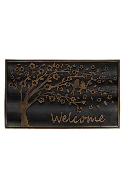 TOPI TOY Entrance door mat, rubber, with message and pattern, 75 x 45 cm, black