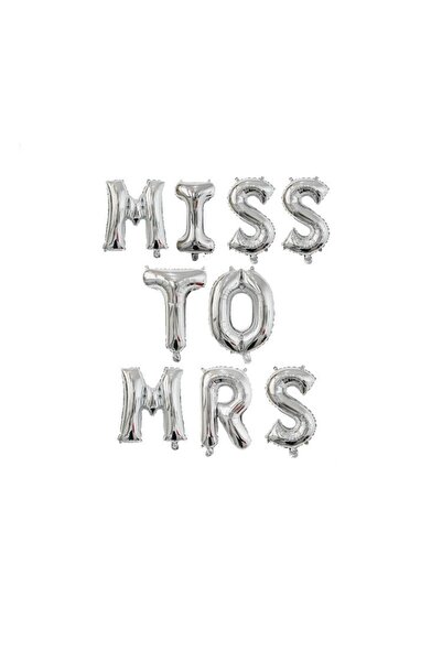 Flippy Metallic Foil Balloon Set - 'Miss to Mrs' 40 cm Silver Letters