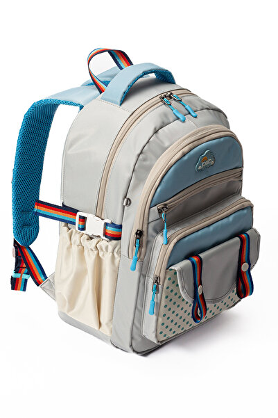 MY POLO Çok cepli Sırt Destekli Renkli Kız Çocuk İlkokul Çantası HV2025 Gri