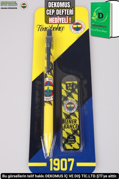 Fenerbahçe "Dekomus Pocket Notebook with Gift" Licensed Versatile Tip Pen and 0.7 mm Tip Set of 2
