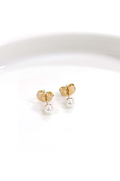 Güler Yüzlü Silver Xuping 4 mm Pearl Nail Earring Rose