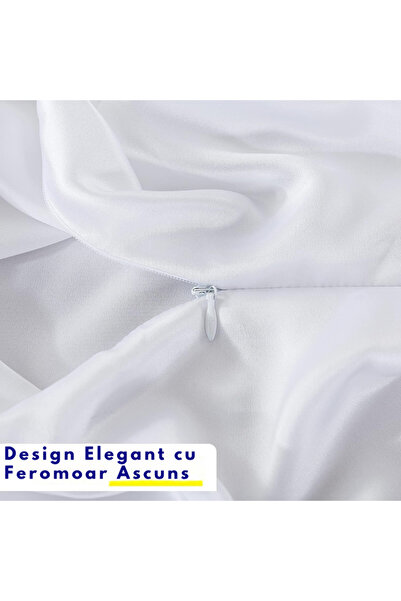 Zippi Fata de Perna din Matase 100% Naturala, Design cu Fermoar Ascuns, 51 x 76 cm, Alb, 1 Bucata