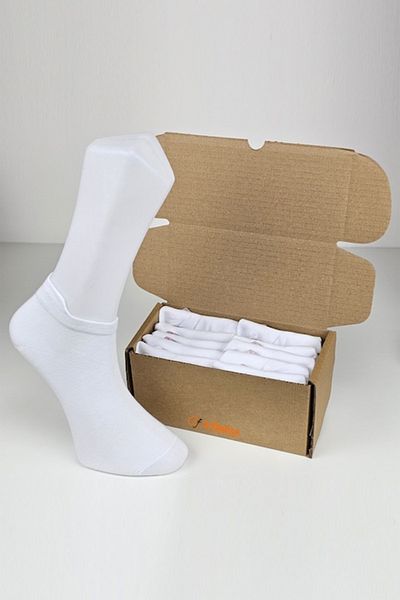 OEM Set of 10 pairs of men's socks, seamless, cotton, ankle length, size 40-46, white
