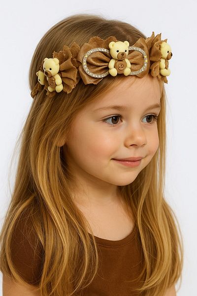SeaBubbles Girl's Crown with Teddy Bear Standard Brown