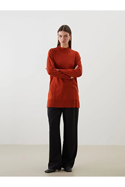 LC Waikiki تيشيرت نسائي من LCW ذو ياقة عالية برتقالية متواضعة