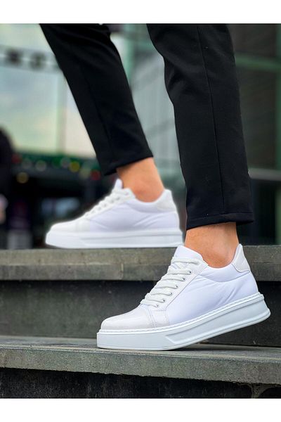MELAMS Belfast White Patent Leather High White Sole Casual Sports Shoes - Kbc