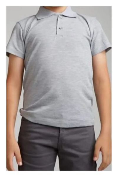 Selkar Global Long Sleeve Collar School and Daily 2 Button Gray Children's T-Shirt - Gray - Selkrumd-Utz-Jgri-Coc