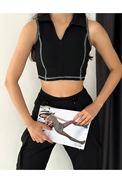 LEE LOLAN بلوزة نسائية بياقة بولو وسحاب