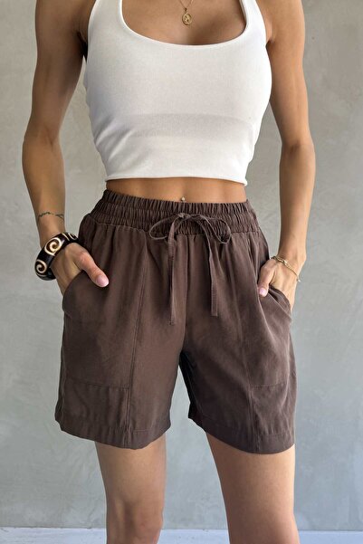 Ulino Σορτς με φαρδιά γραμμή, ελαστική μέση και τσέπες στο επάνω μέρος