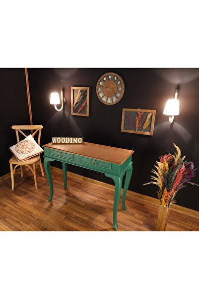 Wooding Mobilya 110 Cm Çekmeceli Masif Yeşil Natürel Dresuar