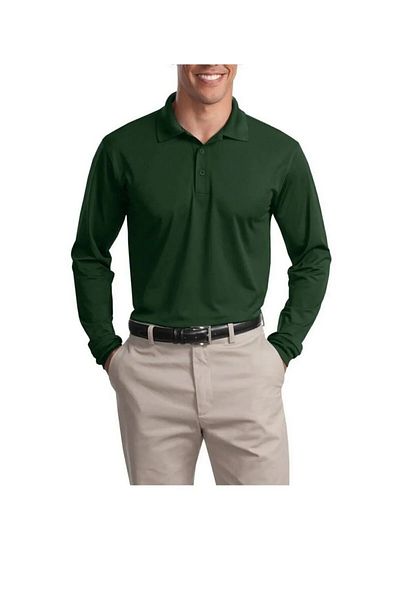 Bonnie Clyde Long Sleeve Polo Neck Casual 2 Button Neft Green T-Shirt - Green - Bcp1.Ume-Uvz-Mneft-Yet