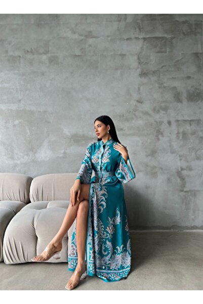 MSN Atlas Fabric Dress (Belt Included) - Green - 4235